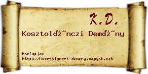 Kosztolánczi Demény névjegykártya